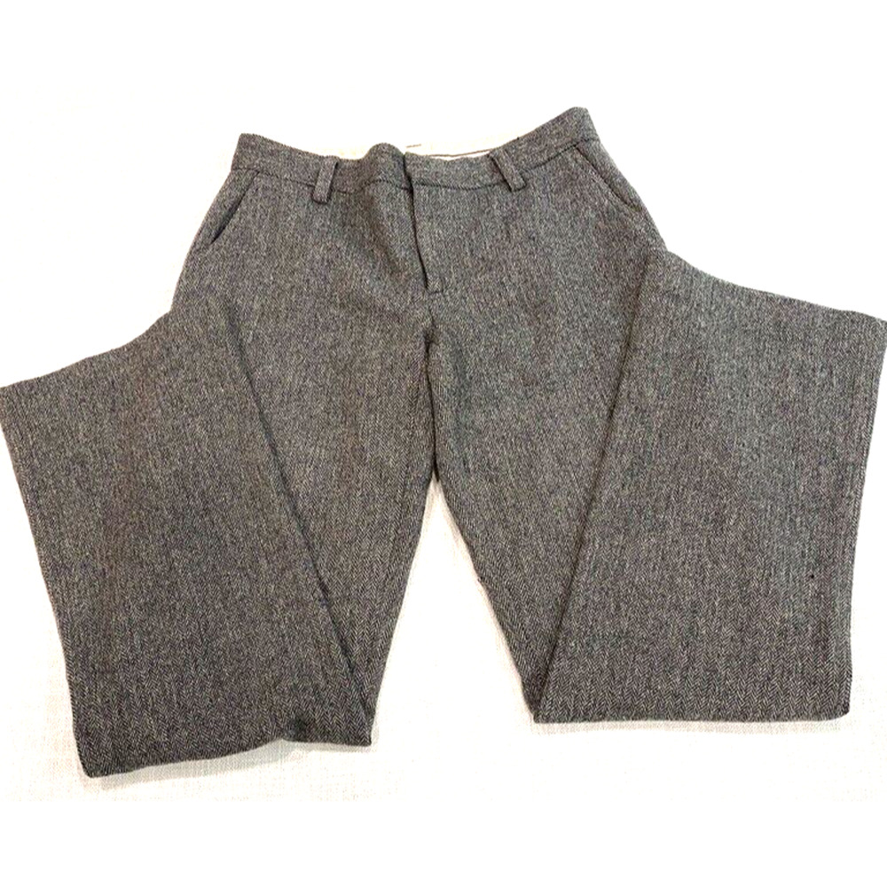 American Eagle - Wool Stretch Lined Dress Pants Size 2 Gray Tweed Herringbone